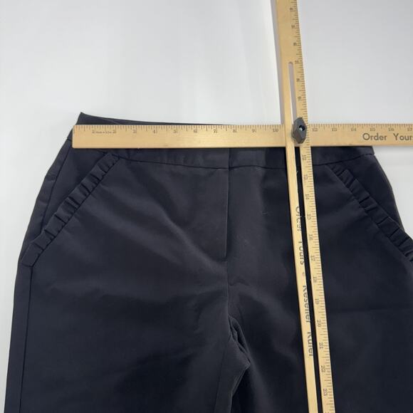 Adrianna Papell Pants Womens 6 Black Ruffle Pockets Straight Leg Office Career - Picture 5 of 7